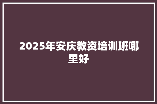 2025年安庆教资培训班哪里好
