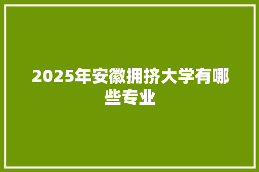 2025年安徽拥挤大学有哪些专业