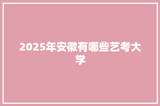 2025年安徽有哪些艺考大学