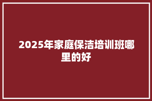 2025年家庭保洁培训班哪里的好