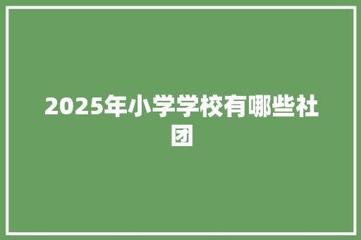 2025年小学学校有哪些社团