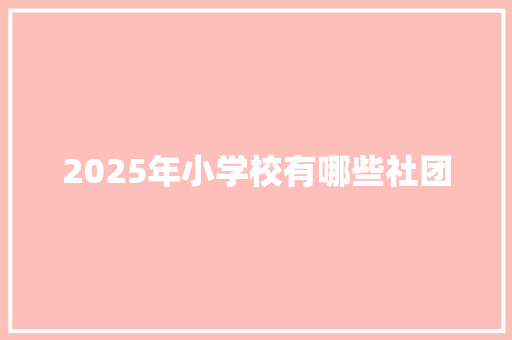 2025年小学校有哪些社团