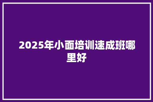 2025年小面培训速成班哪里好