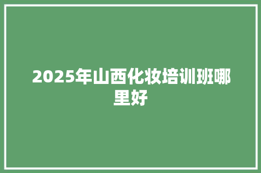 2025年山西化妆培训班哪里好 说明文范文