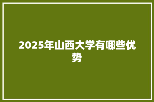 2025年山西大学有哪些优势