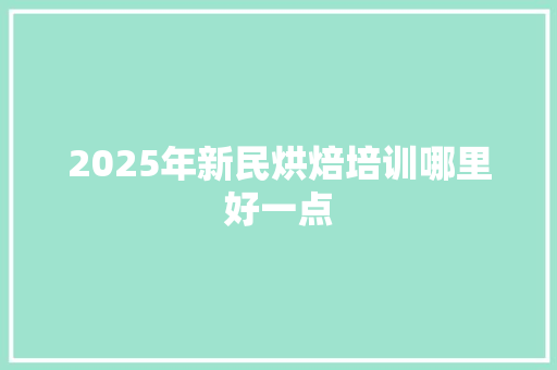 2025年新民烘焙培训哪里好一点 散文范文