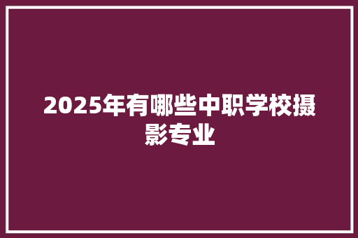 2025年有哪些中职学校摄影专业 商业计划书范文