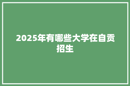 2025年有哪些大学在自贡招生