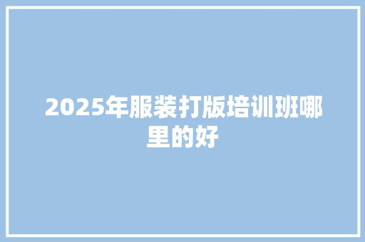 2025年服装打版培训班哪里的好 商业计划书范文