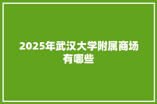 2025年武汉大学附属商场有哪些