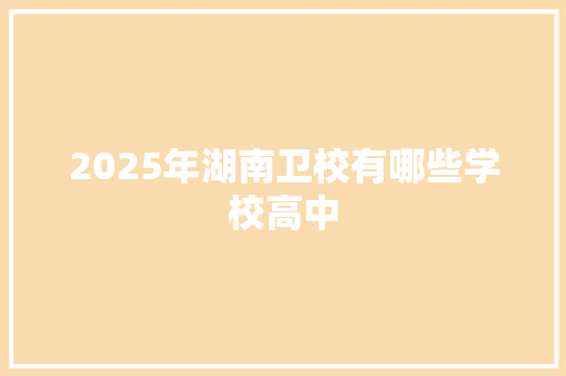 2025年湖南卫校有哪些学校高中 商业计划书范文