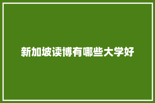 新加坡读博有哪些大学好