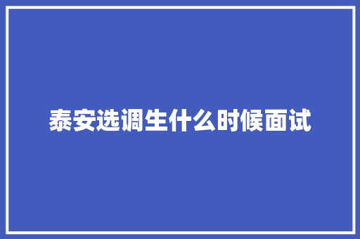 泰安选调生什么时候面试