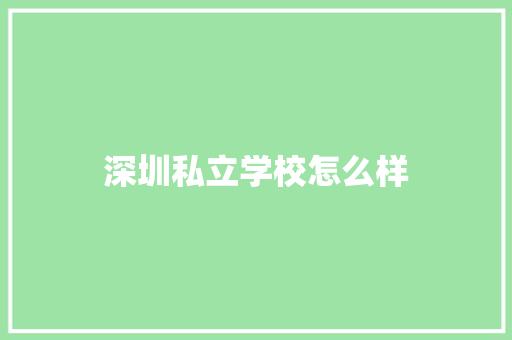 深圳私立学校怎么样