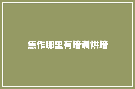 焦作哪里有培训烘培