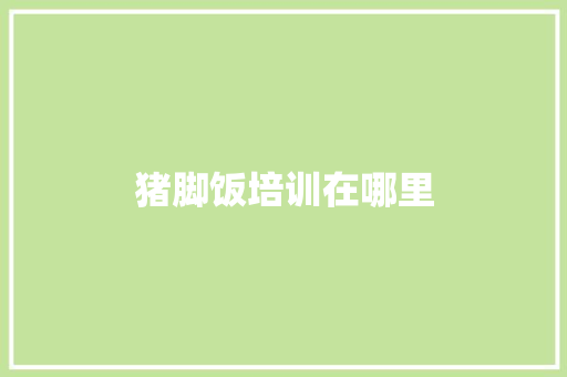 猪脚饭培训在哪里