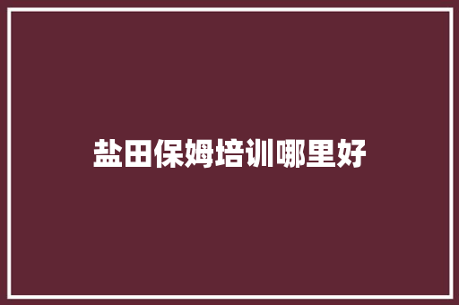 盐田保姆培训哪里好