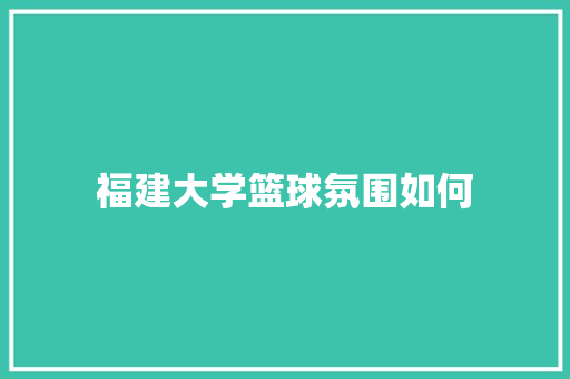 福建大学篮球氛围如何
