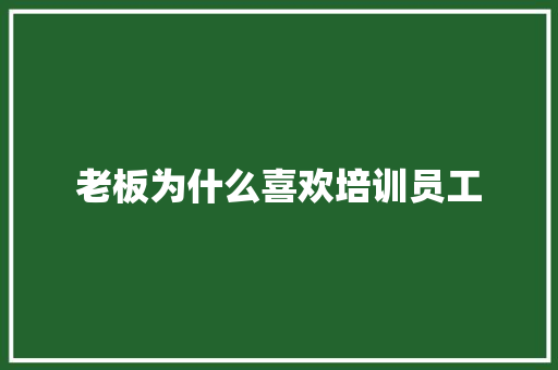 老板为什么喜欢培训员工