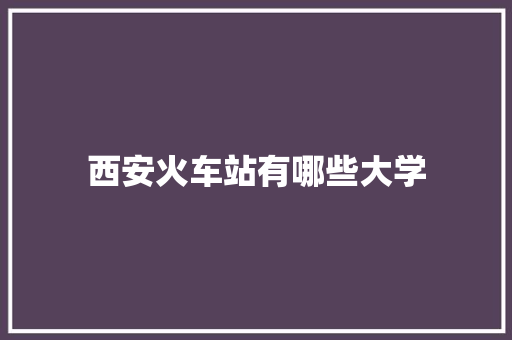 西安火车站有哪些大学
