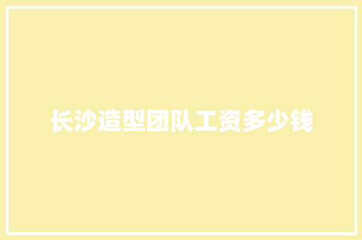 长沙造型团队工资多少钱