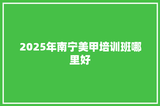 2025年南宁美甲培训班哪里好