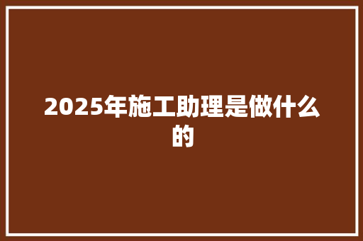 2025年施工助理是做什么的