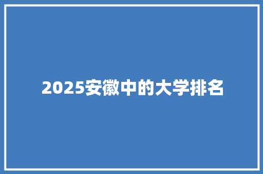 2025安徽中的大学排名