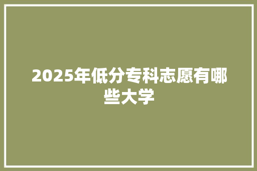 2025年低分专科志愿有哪些大学