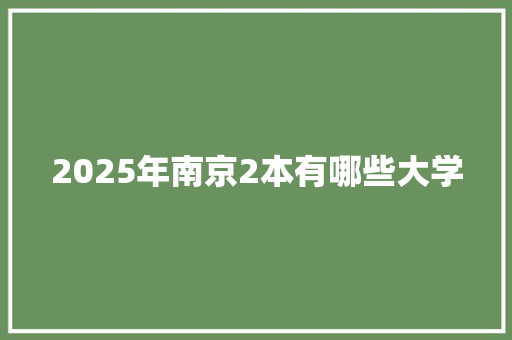 2025年南京2本有哪些大学