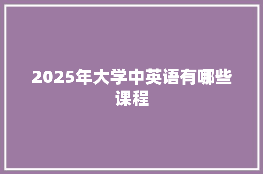 2025年大学中英语有哪些课程
