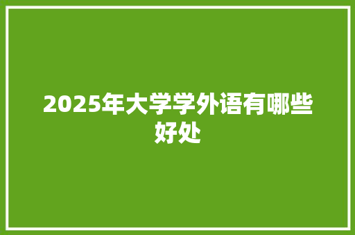 2025年大学学外语有哪些好处