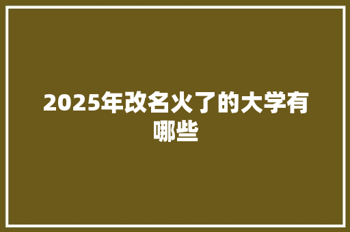 2025年改名火了的大学有哪些
