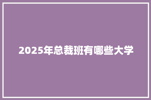 2025年总裁班有哪些大学 商业计划书范文