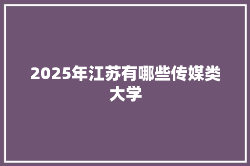 2025年江苏有哪些传媒类大学