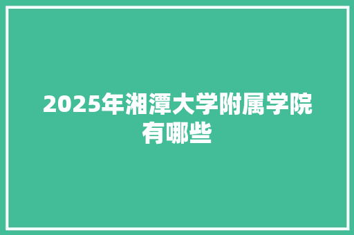 2025年湘潭大学附属学院有哪些