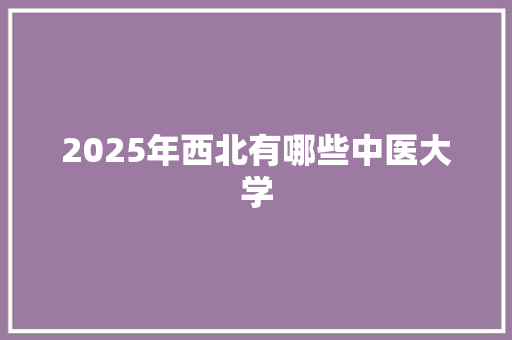 2025年西北有哪些中医大学