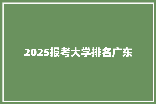 2025报考大学排名广东