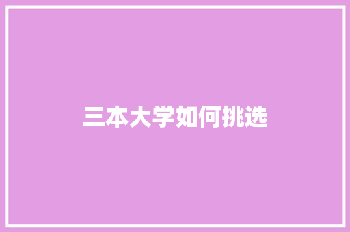 三本大学如何挑选 商业计划书范文