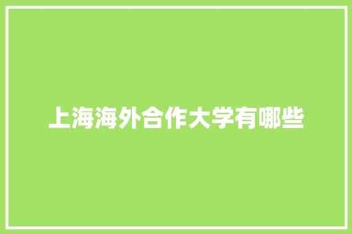 上海海外合作大学有哪些