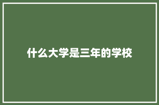 什么大学是三年的学校