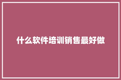 什么软件培训销售最好做 诗歌范文