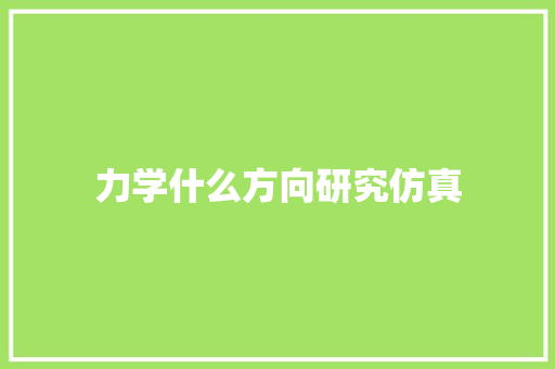 力学什么方向研究仿真