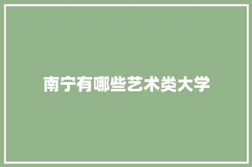 南宁有哪些艺术类大学