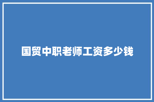 国贸中职老师工资多少钱 记叙文范文