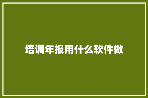 培训年报用什么软件做