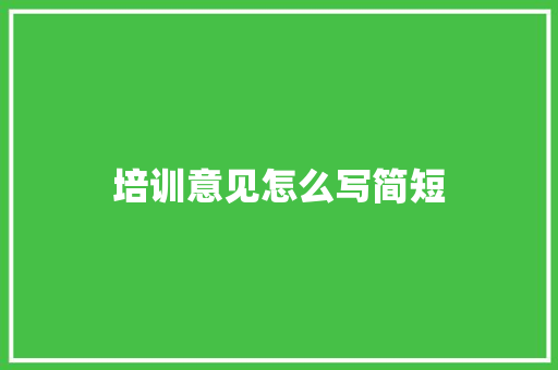 培训意见怎么写简短