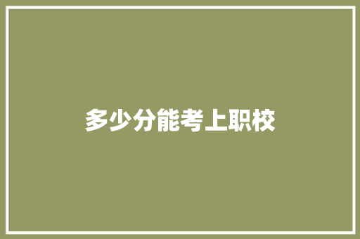 多少分能考上职校