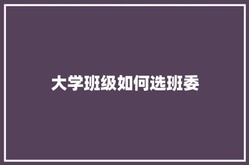 大学班级如何选班委 求职信范文