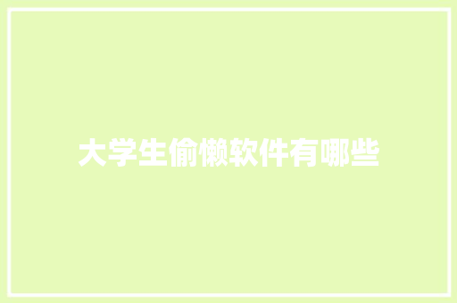 大学生偷懒软件有哪些 商业计划书范文